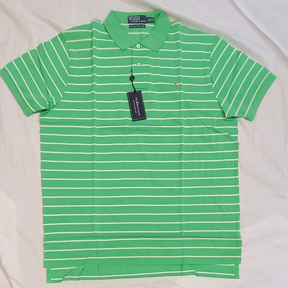 Polo by Ralph Lauren Green Striped Men's Shirt XL - Picture 2 of 7
